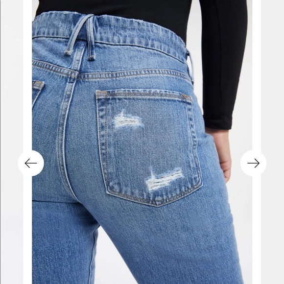 Good American Distressed Good Girlfriend Jeans Side Step Straight Leg Plus Size - Picture 5 of 14